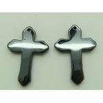 pendentif croix crucifix hematite noire PIER102