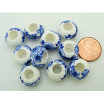 perles rondelles blanc bleu POR-47