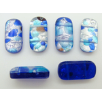 perle rectangle bleu fonce argent verre FA-24x12
