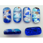 perle rectangle bleu fonce argent FA-24x12