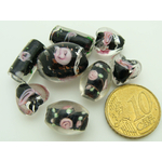 PV-lot-07 perle lot noir avec fleurs roses