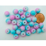 perle 8mm bleu rose verre PV-peint-26