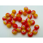 perle verre 8mm jaune rouge verre PV-peint-36