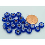 perle millefiori disque 8mm marine rouge