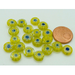 perle millefiori disque 8mm jaune