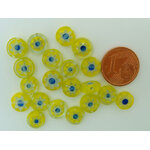 perle millefiori disque 8mm jaune verre
