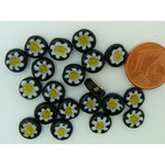 perle millefiori disque 8mm noir verre