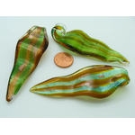 pendentif feuille vert marron verre Pend-391-1