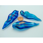 pendentif feuille bleu marine verre Pend-391-3