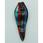 pendentif feuille rouge bleu lampwork Pend-391-4