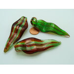 pendentif feuille vert rouge verre Pend-391-6