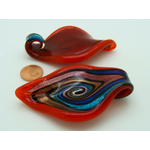 pendentif goutte rouge volute verre Pend-396-5