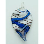 pendentif feuille bleu lampwork Pend-397-1