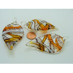 pendentif feuille orange verre Pend-397-2