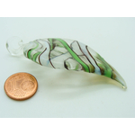 Pend-397-5 pendentif feuille vert verre