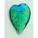 pendentif feuille bleu vert lampwork Pend-398-1