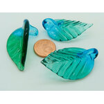 pendentif feuille bleu vert verre Pend-398-1