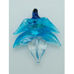 pendentif feuille bleu transparent lampwork Pend-399-1