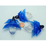 pendentif feuille bleu fonce transparent verre Pend-399-2