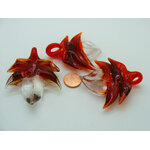 pendentif feuille rouge transparent verre Pend-399-3