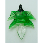 Pend-399-4 pendentif feuille vert transparent lampwork