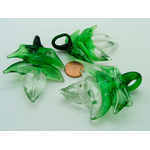 Pend-399-4 pendentif feuille vert transparent verre
