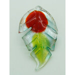 pendentif plume point rouge lampwork Pend-400-1