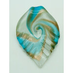pendentif plume blanc bleu lampwork Pend-401-1