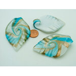 pendentif plume blanc bleu verre Pend-401-1