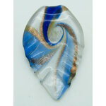 pendentif plume blanc bleu fonce lampwork Pend-401-2