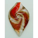 pendentif plume blanc rouge lampwork Pend-401-3