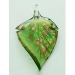 pendentif feuille vert lampwork Pend-402-3