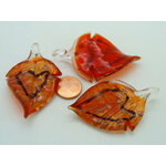 pendentif feuille rouge verre Pend-402-2