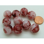 perles verre 14mm marron et blanc PV-peint-61