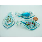 pendentif feuille bleu verre Pend-403-1