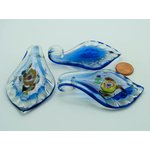 pendentif feuille bleu fonce verre Pend-403-2