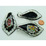 pendentif feuille noir verre lampwork Pend-403-3