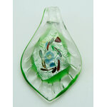 pendentif feuille vert strie Pend-403-5