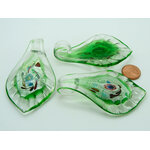 pendentif feuille vert verre lampwork Pend-403-5