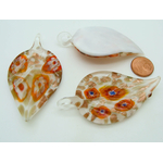 pendentif blanc verre lampwork Pend-404-1
