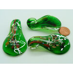 pendentif goutte ruban argent vert verre Pend-407-2