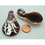 pendentif goutte ruban argent violet verre Pend-407-3