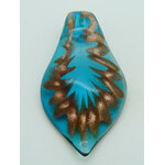 pendentif bordure dore bleu feuille Pend-408-1