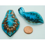 pendentif bordure dore bleu verre Pend-408-1