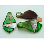pendentif tricolore vert verre Pend-410-4