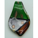 pendentif tricolore vert rouge verre feuille Pend-410-6