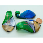 pendentif tricolore vert marron verre Pend-410-7