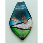 pendentif tricolore bleu vert feuille Pend-410-9