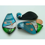 pendentif tricolore bleu vert verre Pend-410-9