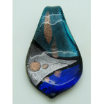 pendentif tricolore bleu feuille Pend-410-10